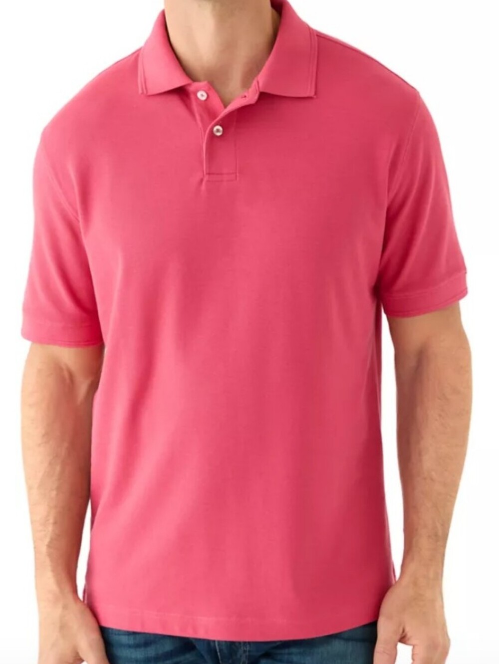 Hot Pink Mens Polo Shirt Size Large Cotton Polyester Blend